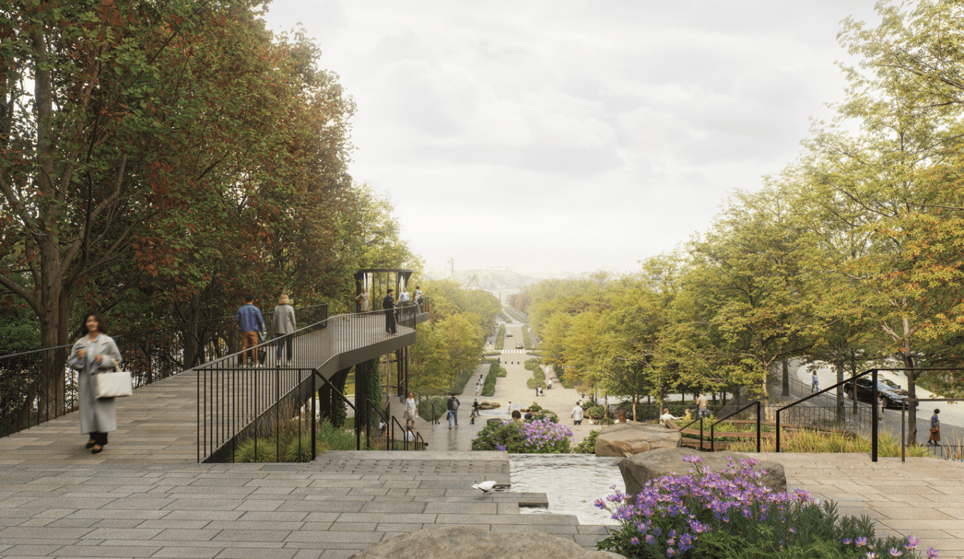 Kładka pieszo-rowerowa połączona z Krakowskim Przedmieściem. Powstanie taras widokowy z widokiem na kładkę [WIZUALIZACJE] - Miejski Reporter