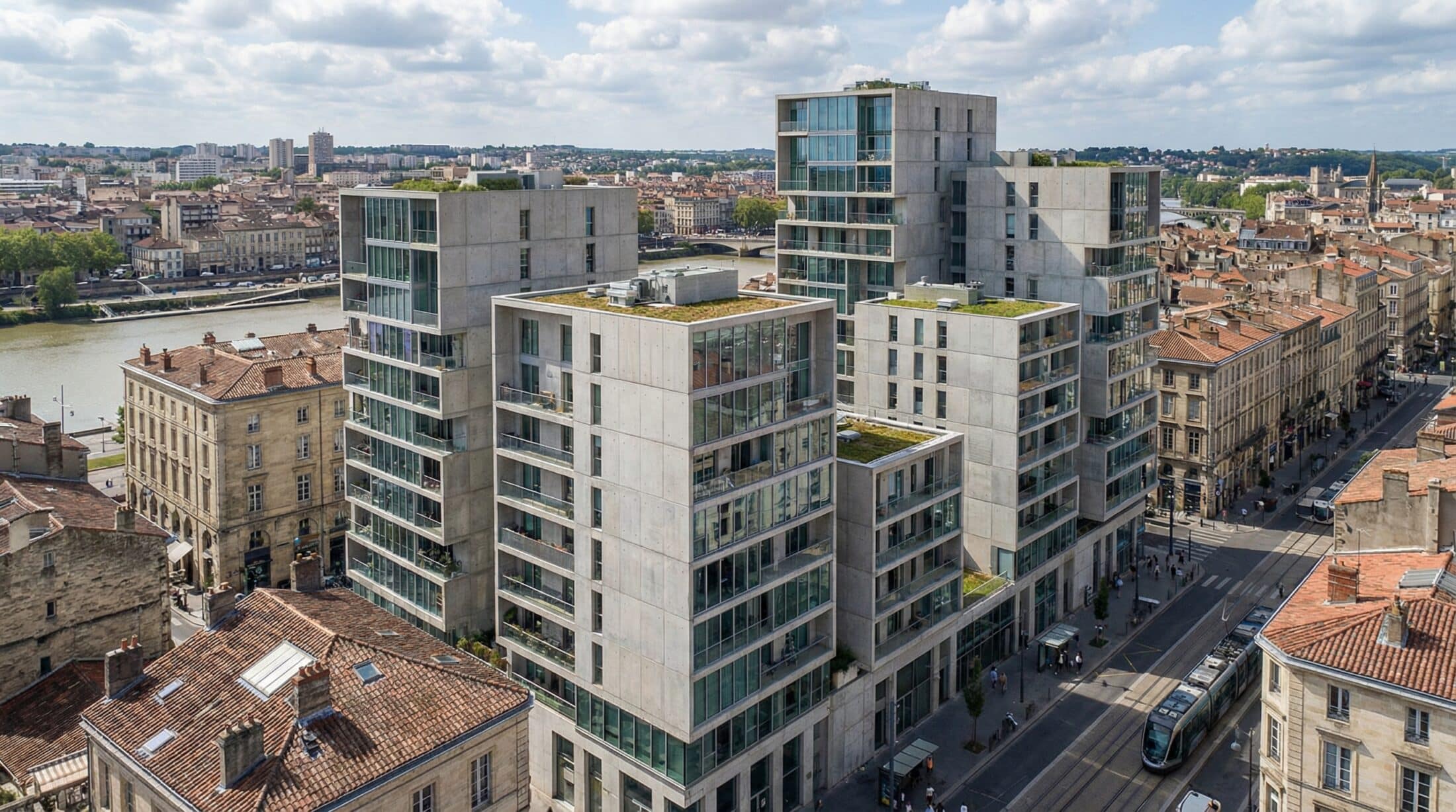European apartment buildings cityscape