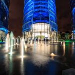 Warsaw skyscraper Liberty Tower Resi Capital Cavatina illuminated at night