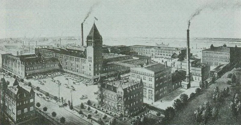 Browar Schultheiss przy ul. Jedności Narodowej we Wrocławiu na pocztówce z 1913 roku