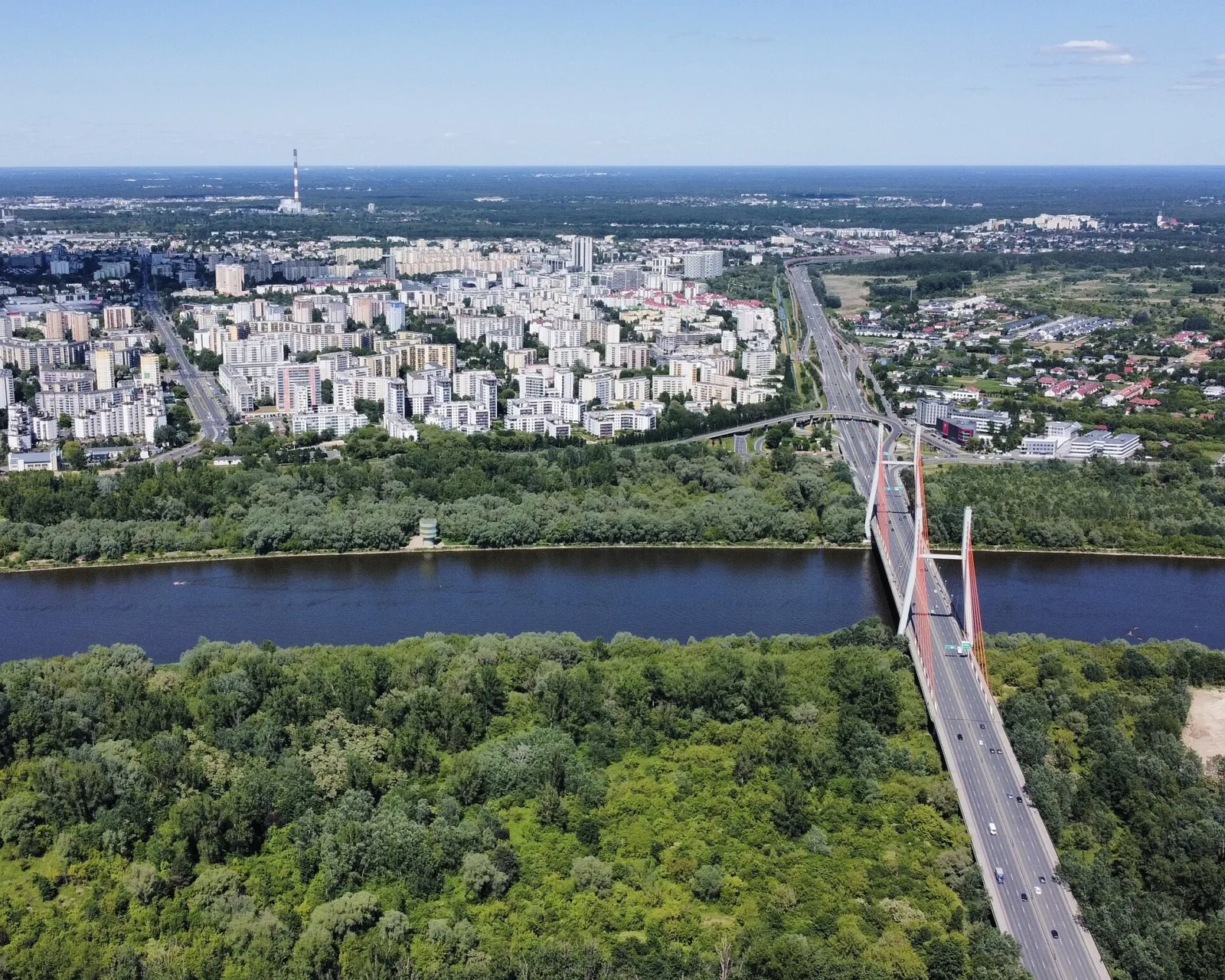 Widok z lotu ptaka na osiedle Gocław w Warszawie, dzielnica Praga-Południe