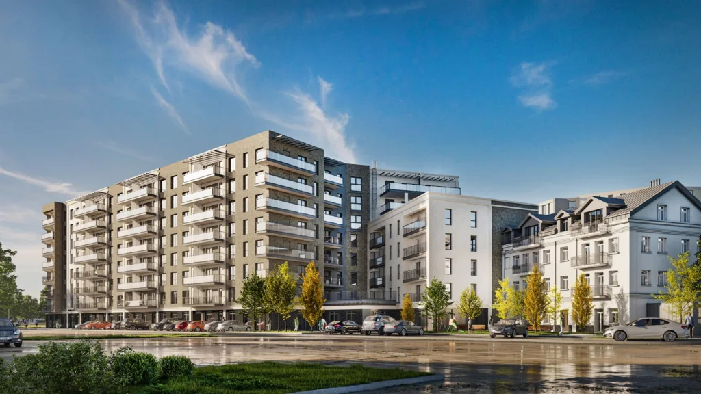 Apartamenty Róg Młynowej w Białymstoku od strony ulicy, wizualizacja Rogowski Development