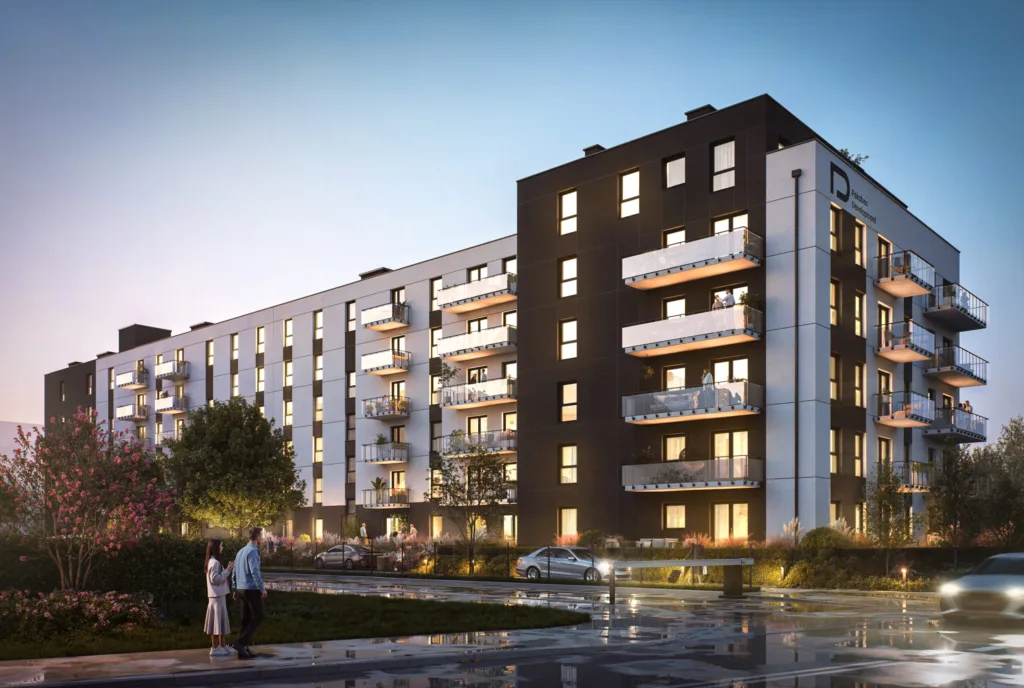 Milczańska 18 w Poznaniu wieczorem, wizualizacja Pekabex Development