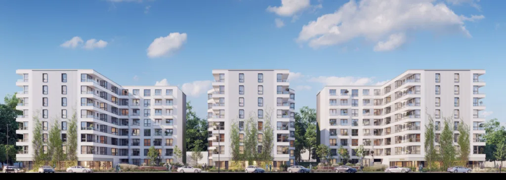 Trzy budynki Osiedla Imbramowskiego w Krakowie, wizualizacja TDJ Estate