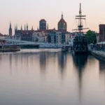 Panorama Głównego Miasta w Gdańsku widziana znad Motławy